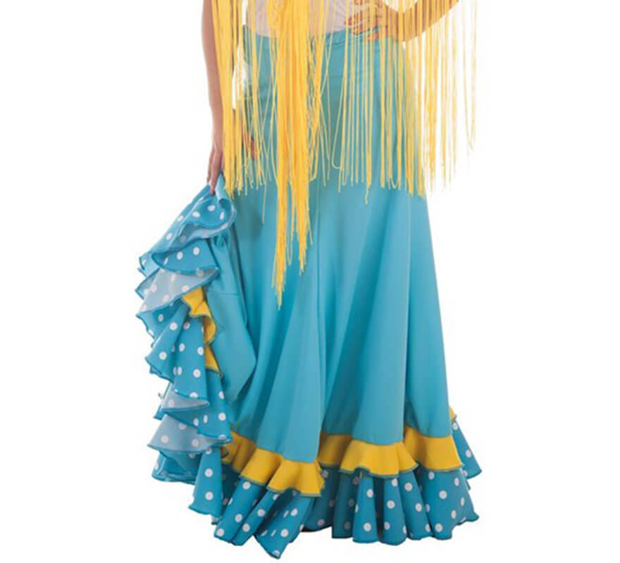 Translation missing: es.Falda Sevillana Azul con Topos