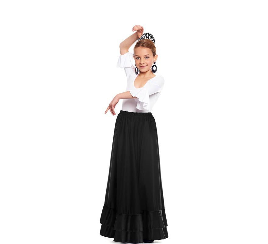 Translation missing: es.Falda Sevillana doble Volante negro para niña