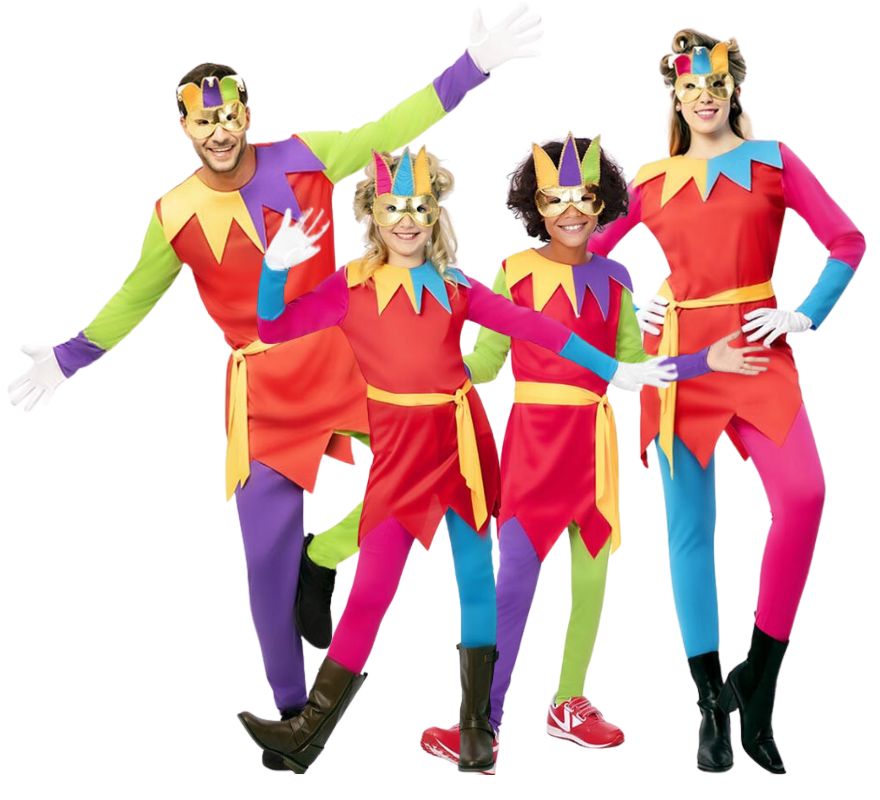 Translation missing: es.Familia de Bufones multicolor con antifaz