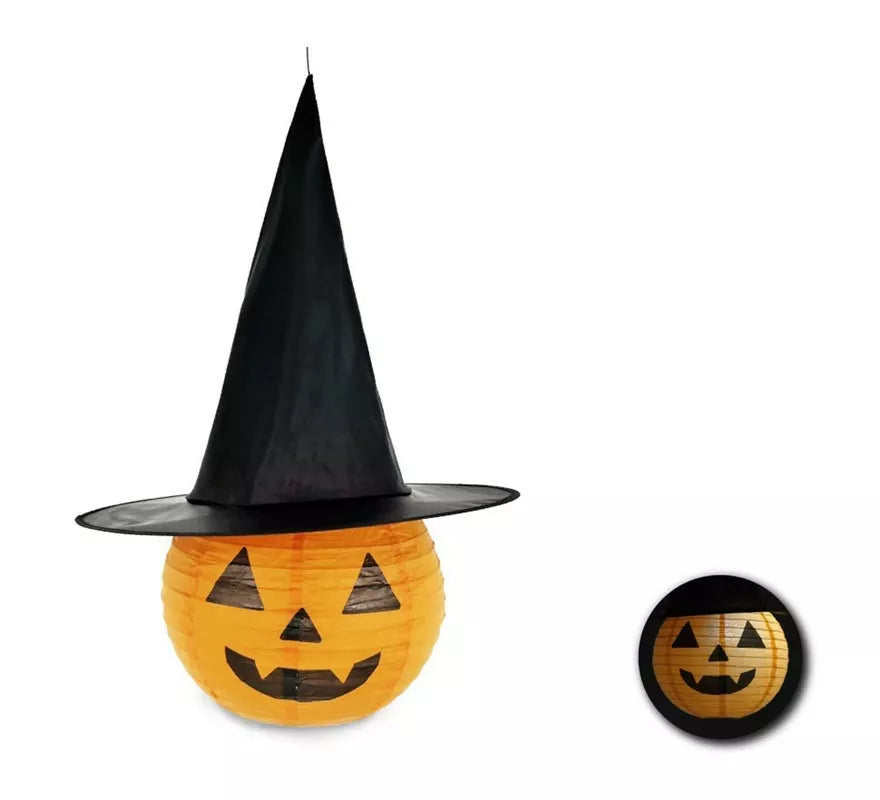 Translation missing: es.Farol Calabaza con sombrero con luz de 54X38X38 cm