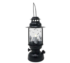 Farol Negro con Vela con Luz de 30 cm