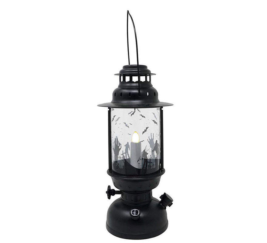 Translation missing: es.Farol Negro con Vela con Luz de 30 cm