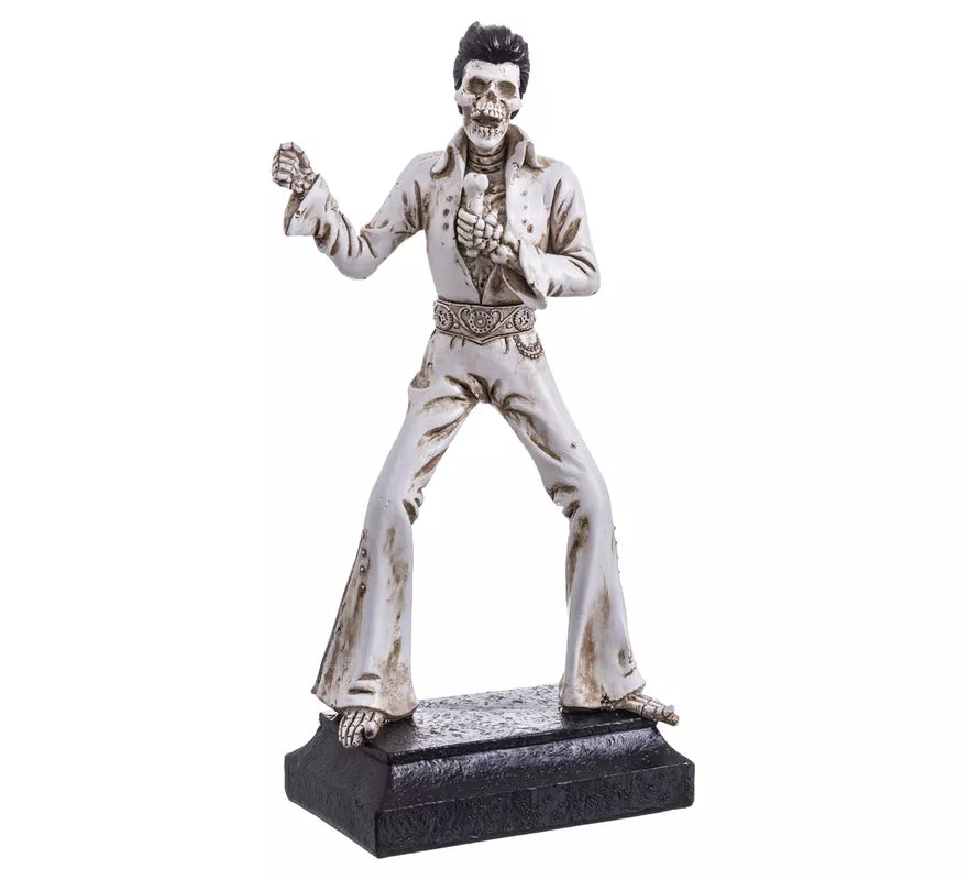 Translation missing: es.Figura de Esqueleto Cantante con Traje blanco de 14,5x8,7x31,2 cm