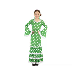 Flamenca Verde con lunares para niña