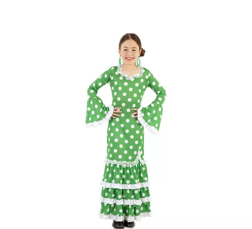 Translation missing: es.Flamenca Verde con lunares para niña