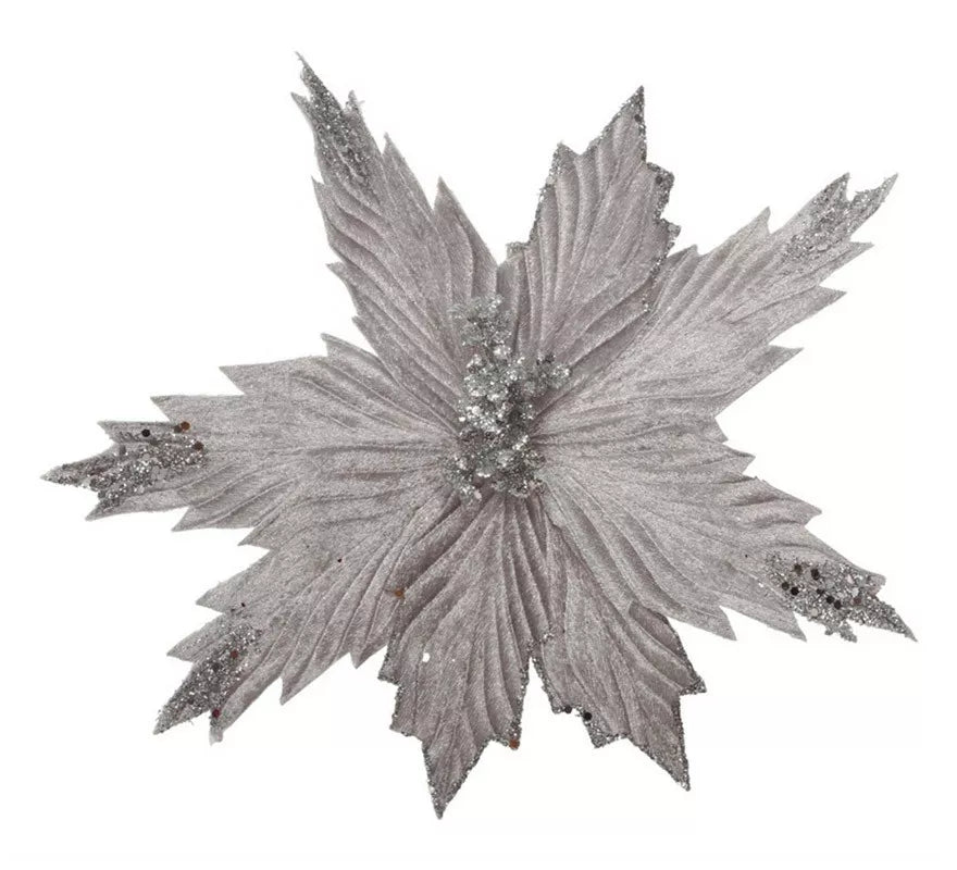 Translation missing: es.Flor de Navidad Plata de 25 cms