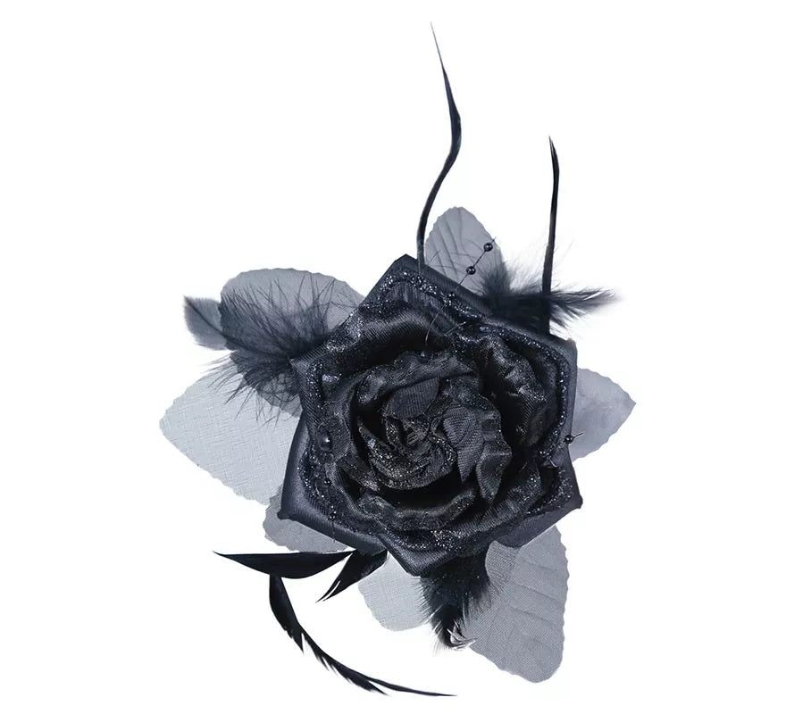 Translation missing: es.Flor Negra para Pelo con Clip