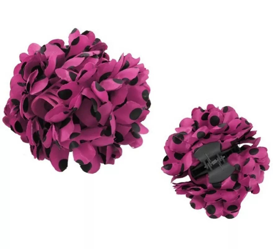 Translation missing: es.Flor Sevillana o Chulapa 8 cm con Lunares Negros y Pinza, varios colores