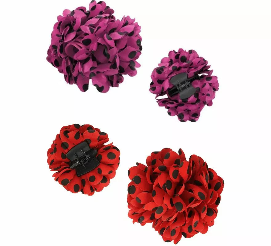 Translation missing: es.Flor Sevillana o Chulapa 8 cm con Lunares Negros y Pinza, varios colores