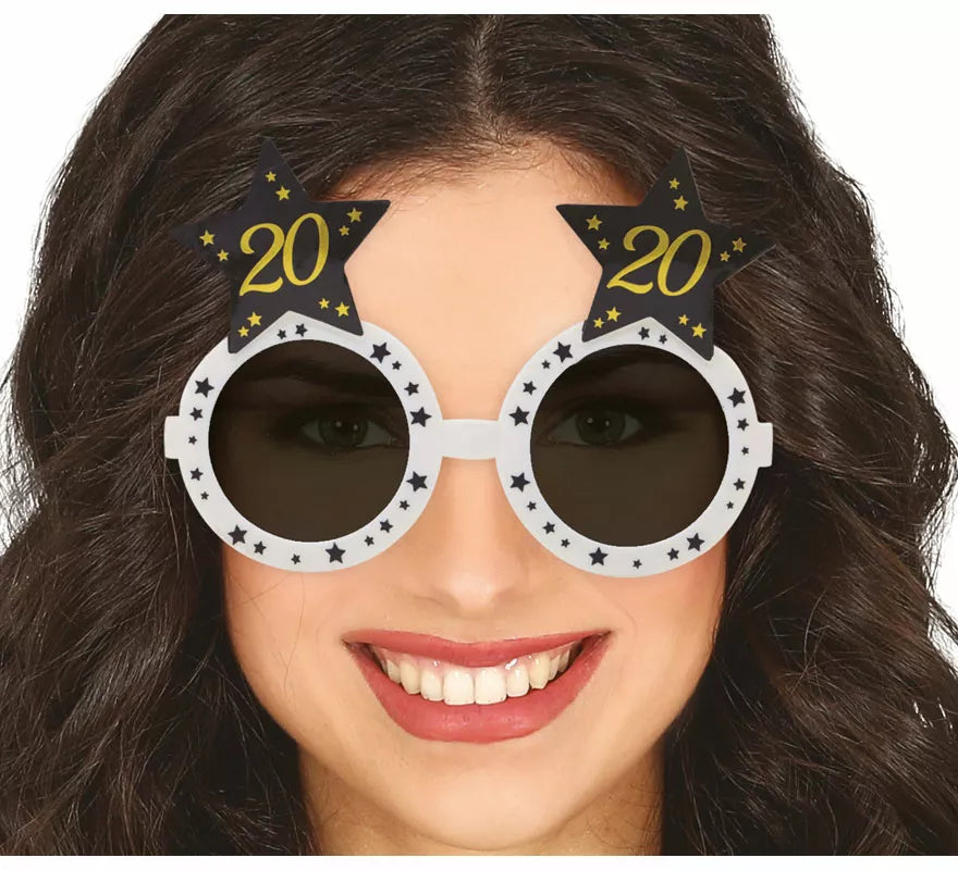 Translation missing: es.Gafas Blancas con Estrellas 20 Años Cumpleaños y Aniversarios
