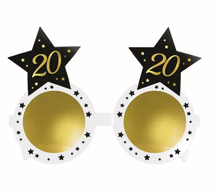 Translation missing: es.Gafas Blancas con Estrellas 20 Años Cumpleaños y Aniversarios