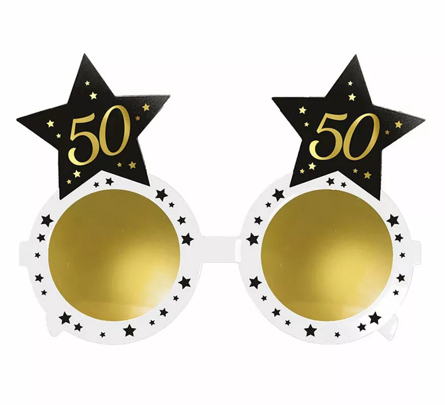 Translation missing: es.Gafas Blancas con Estrellas 50 Años Cumpleaños y Aniversarios