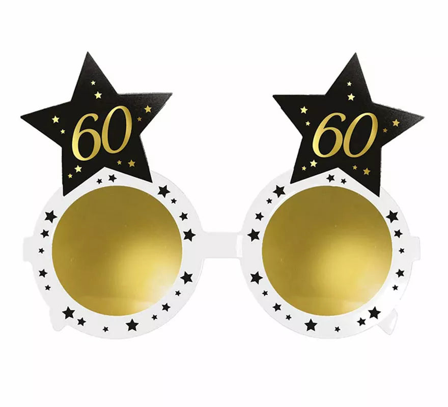 Translation missing: es.Gafas Blancas con Estrellas 60 Años Cumpleaños y Aniversarios