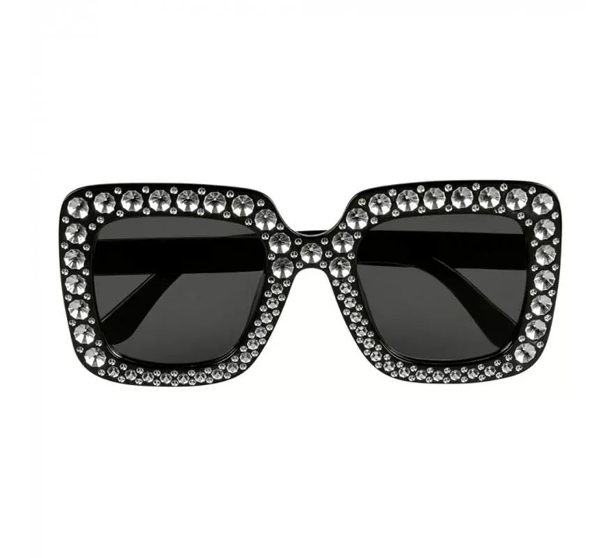 Translation missing: es.Gafas Disco negras con piedras plateadas