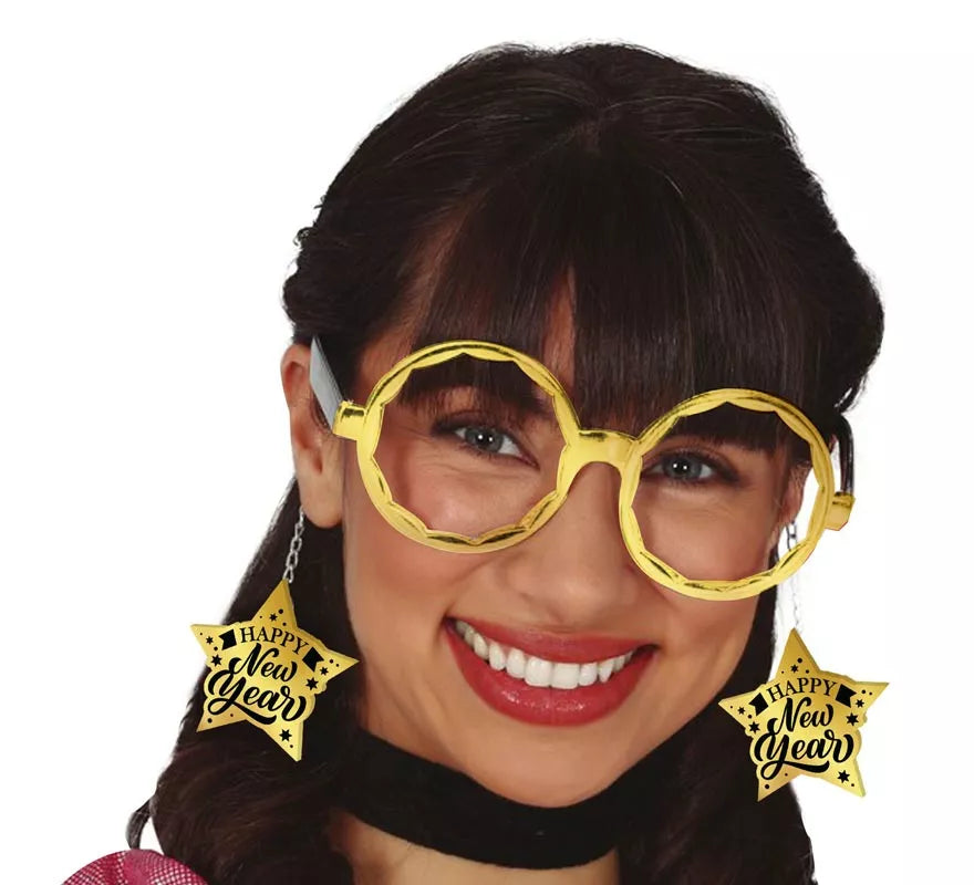 Translation missing: es.Gafas Happy New Year doradas con Estrellas