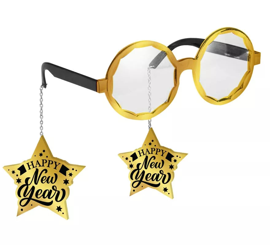 Translation missing: es.Gafas Happy New Year doradas con Estrellas