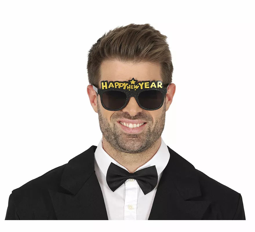 Translation missing: es.Gafas Happy New Year negras adulto