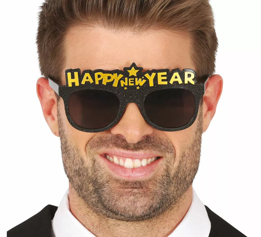 Translation missing: es.Gafas Happy New Year negras adulto