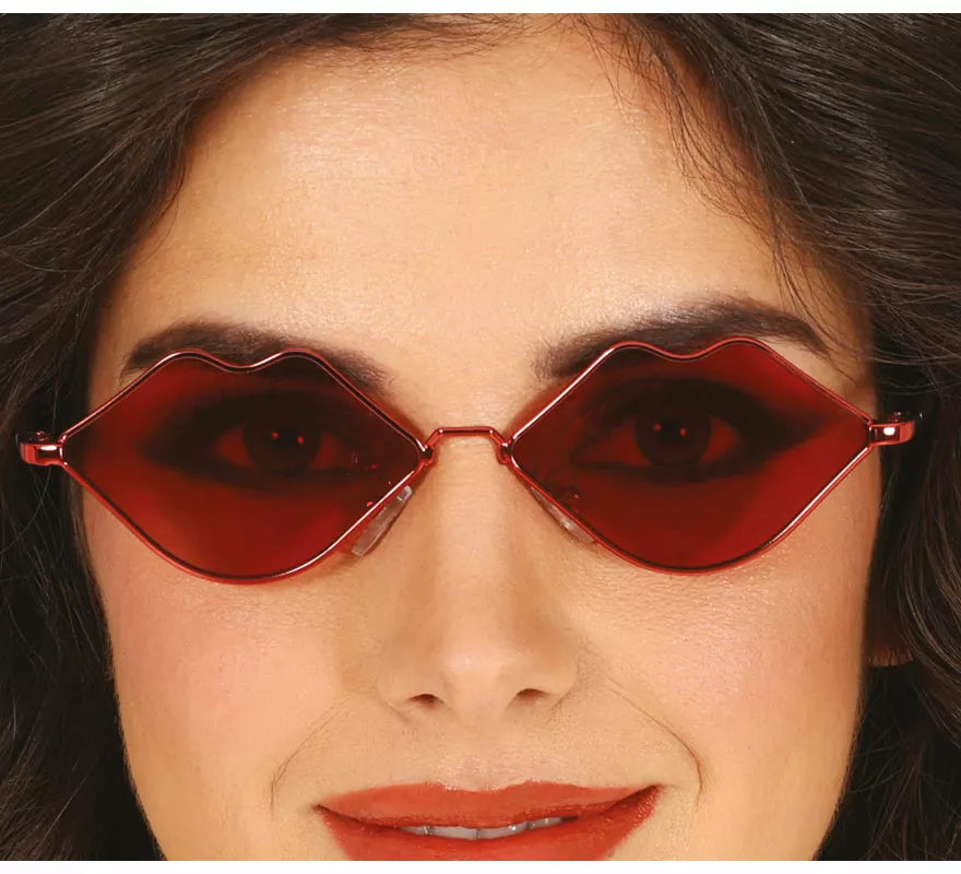 Translation missing: es.Gafas Metálicas Labios rojos adulto