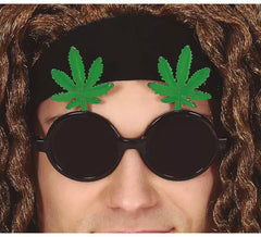 Gafas Negras con Hojas de Marihuana