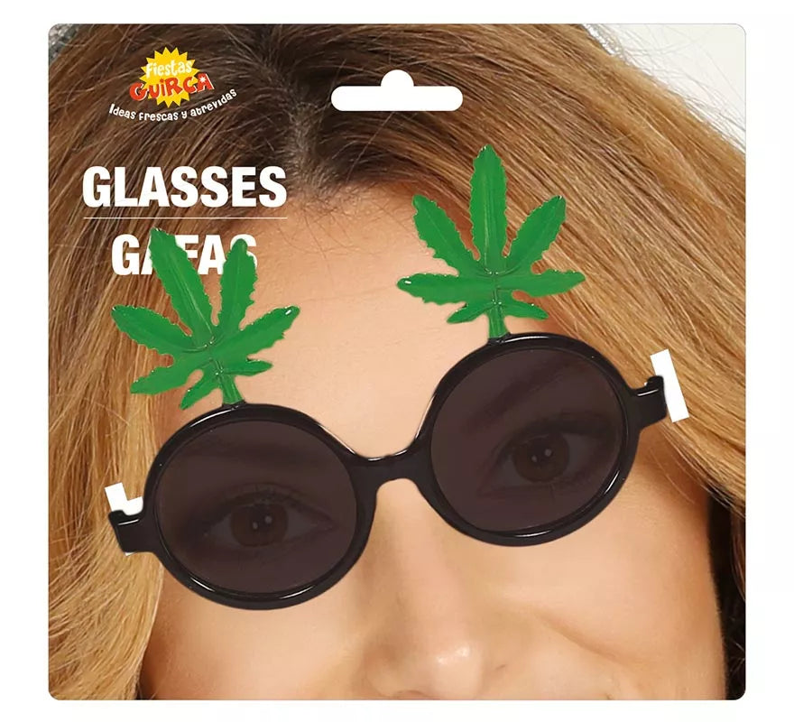 Translation missing: es.Gafas Negras con Hojas de Marihuana