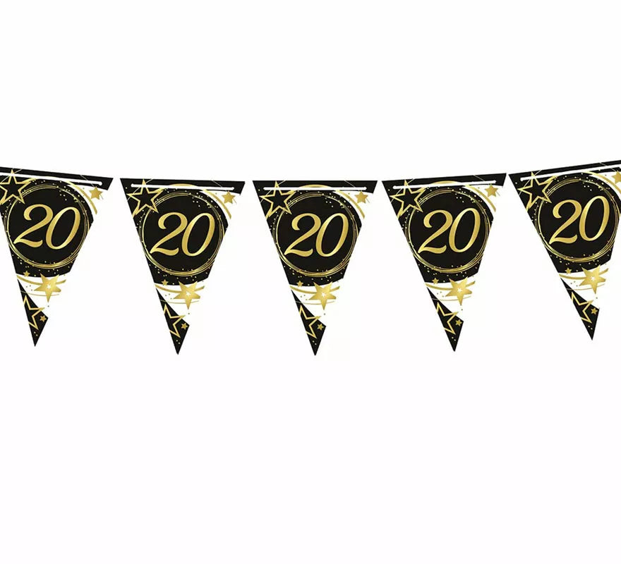Translation missing: es.Gallardete 20 Años Cumpleaños y Aniversarios de Papel de 300 cm 19X27 cm
