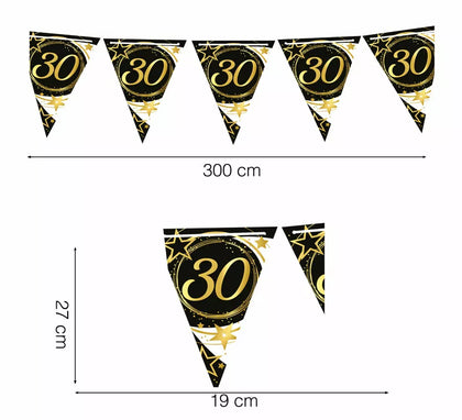 Gallardete 30 Años Cumpleaños y Aniversarios de Papel de 300 cm 19X27 cm
