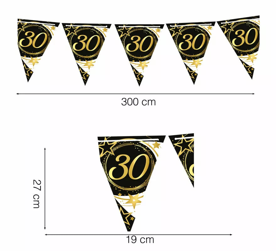 Translation missing: es.Gallardete 30 Años Cumpleaños y Aniversarios de Papel de 300 cm 19X27 cm