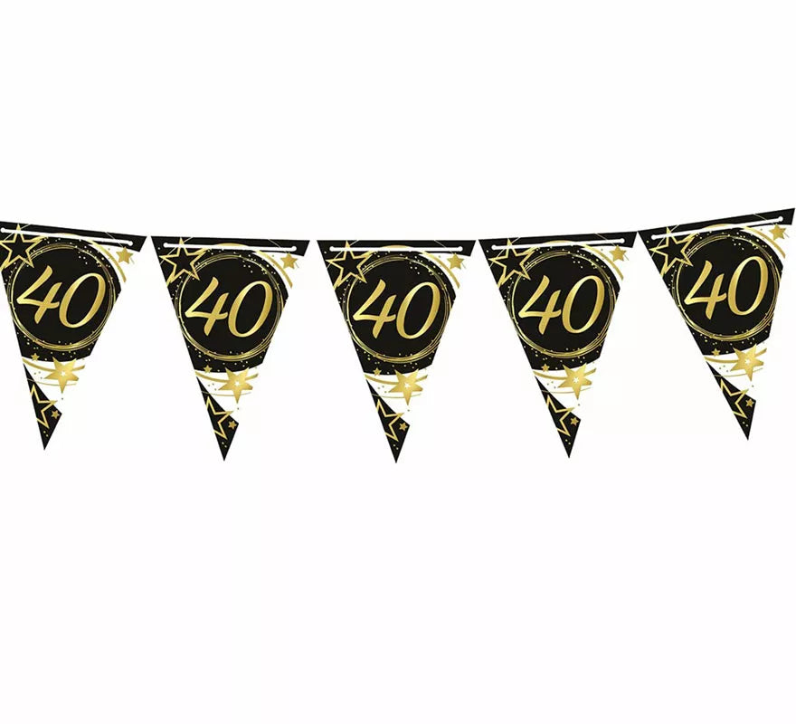 Translation missing: es.Gallardete 40 Años Cumpleaños y Aniversarios de Papel de 300 cm 19X27 cm