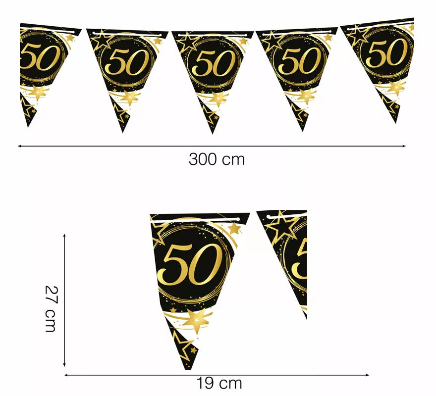 Translation missing: es.Gallardete 50 Años Cumpleaños y Aniversarios de Papel de 300 cm 19X27 cm