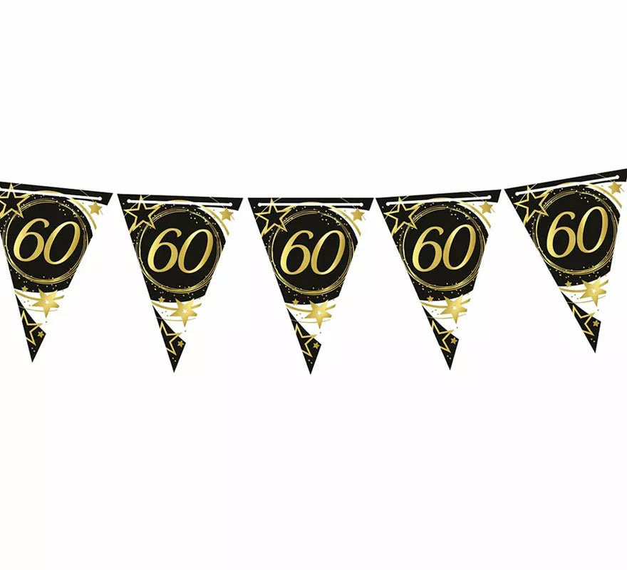 Translation missing: es.Gallardete 60 Años Cumpleaños y Aniversarios de Papel de 300 cm 19X27 cm