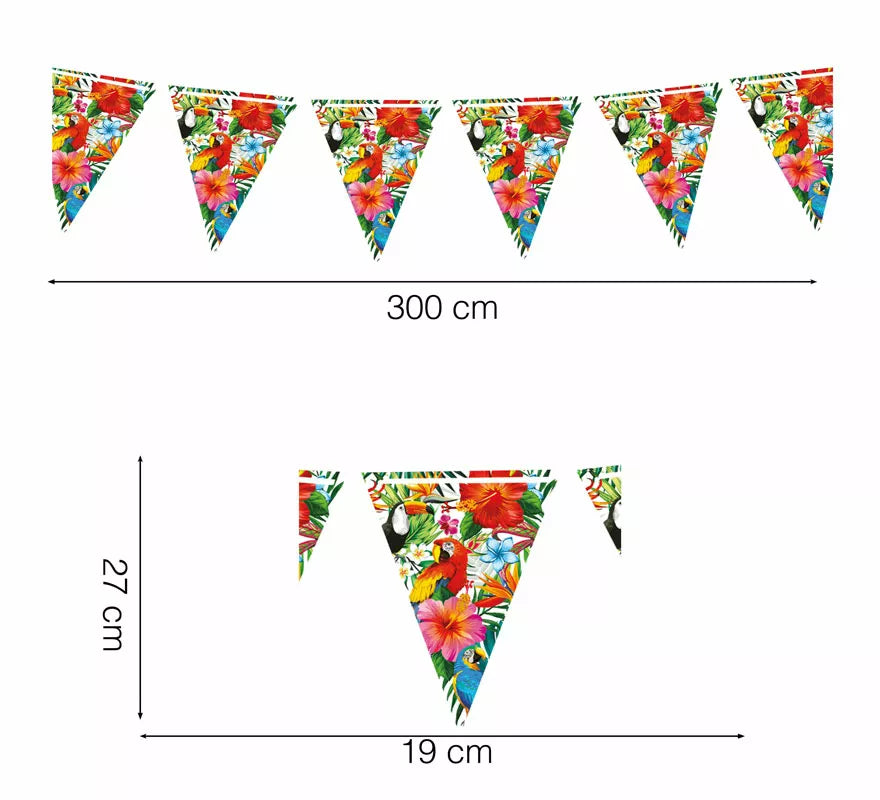 Translation missing: es.Gallardete Estampado de Hawai Papel de 300 cm 19X27 cm