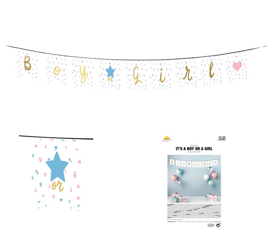 Gallardete It's a Boy or a Girl de 220 cm