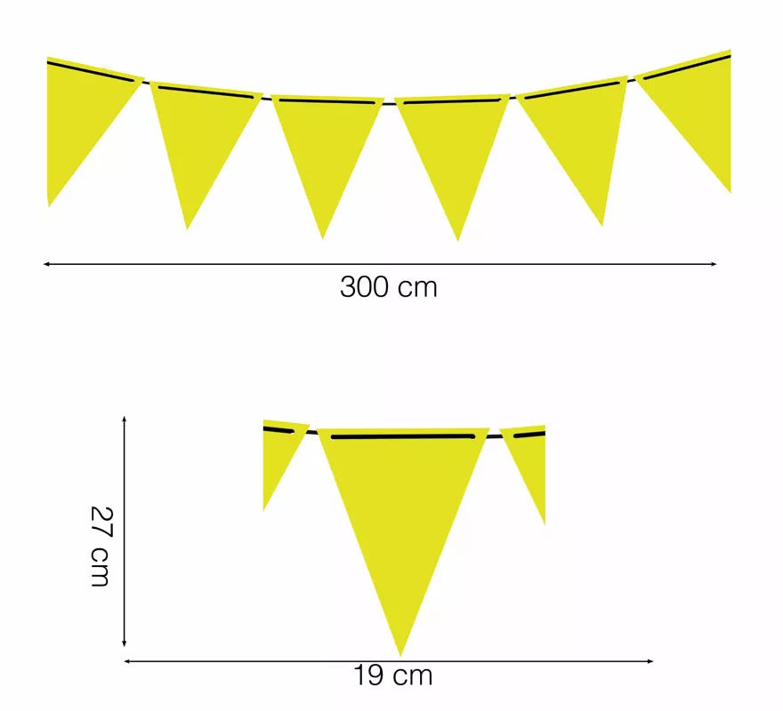 Translation missing: es.Gallardete Neón Amarillo de Papel de 300 cm 19X27 cm