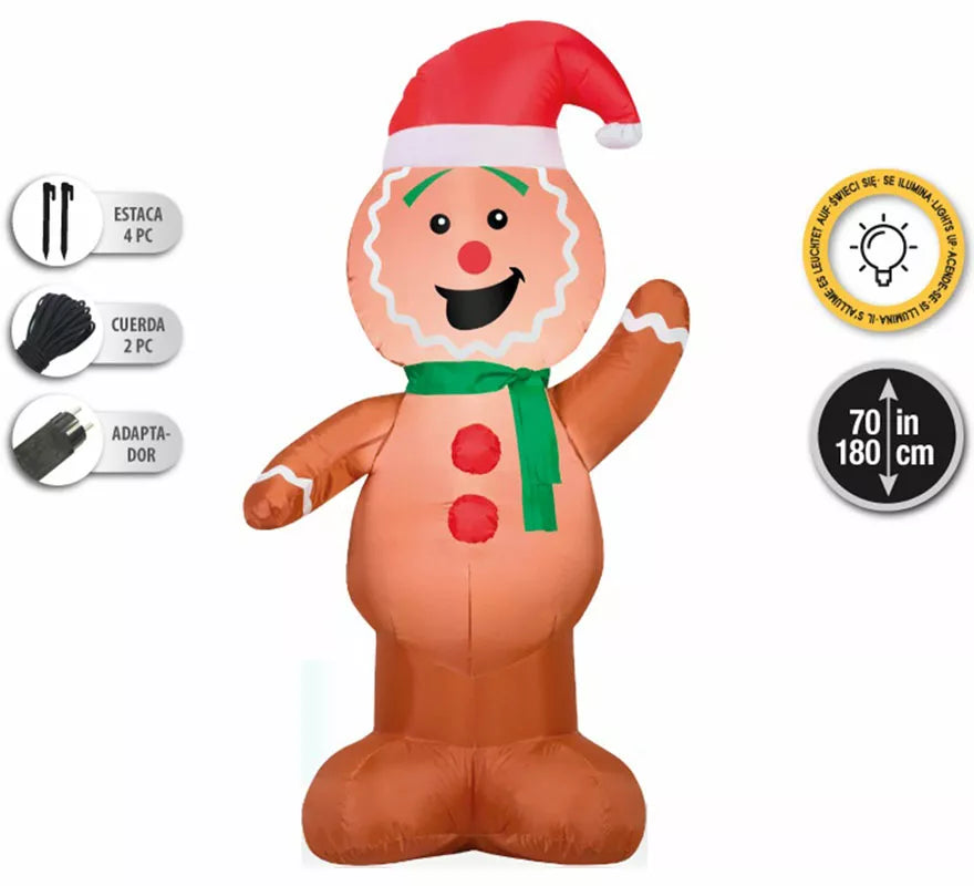 Translation missing: es.Galleta de Jengibre Hinchable con LED de 180 cm
