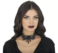 Gargantilla Bordada con rosa negra