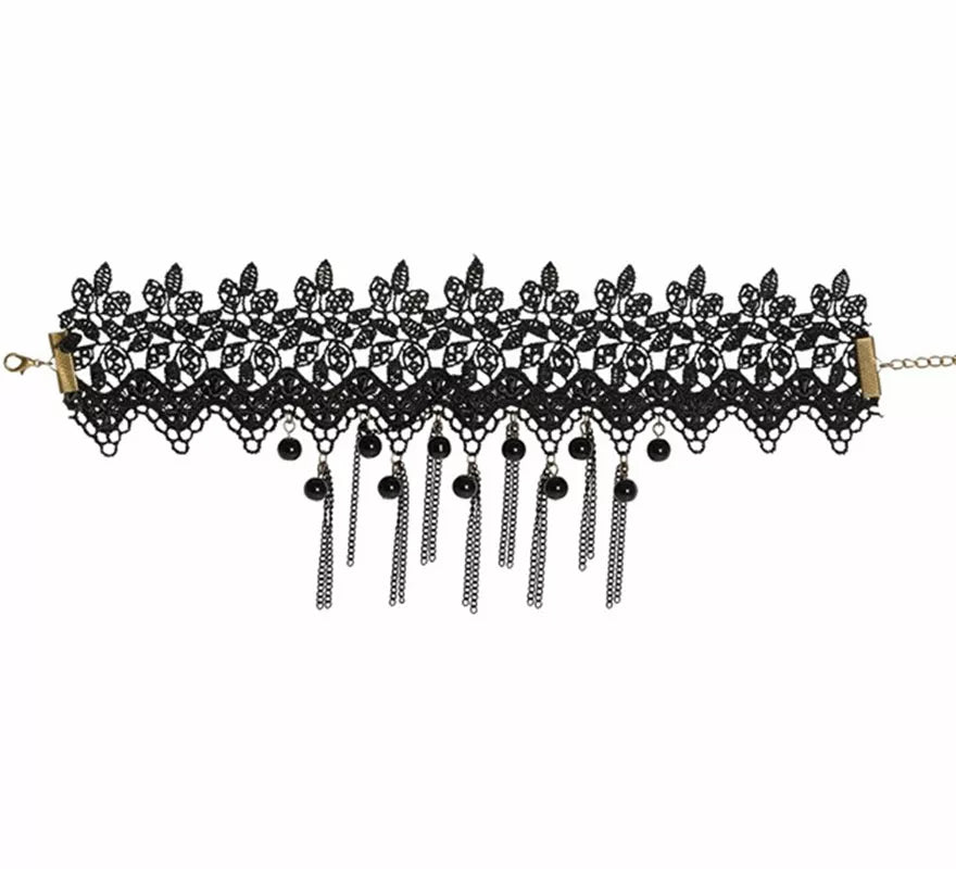 Translation missing: es.Gargantilla con Perlas negras y Cadenas