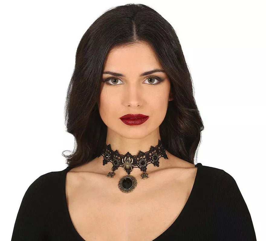 Translation missing: es.Gargantilla con Piedra Negra y Arañas