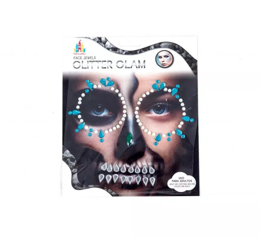 Translation missing: es.Gemas Faciales Adhesivas Calavera azul turquesa