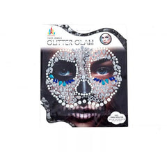 Gemas Faciales Adhesivas Calavera azul y plateada