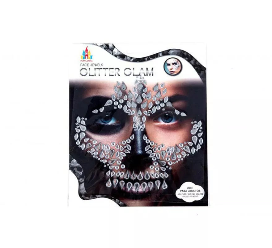 Translation missing: es.Gemas Faciales Adhesivas Calavera gotas plateadas