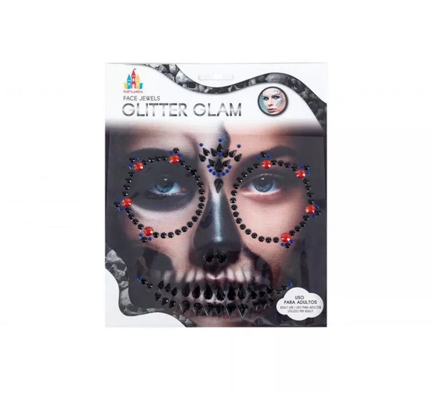 Translation missing: es.Gemas Faciales Adhesivas Calavera rojo y negro