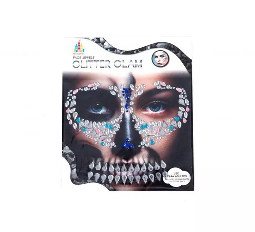 Translation missing: es.Gemas Faciales Adhesivas Calavera rosa y turquesa
