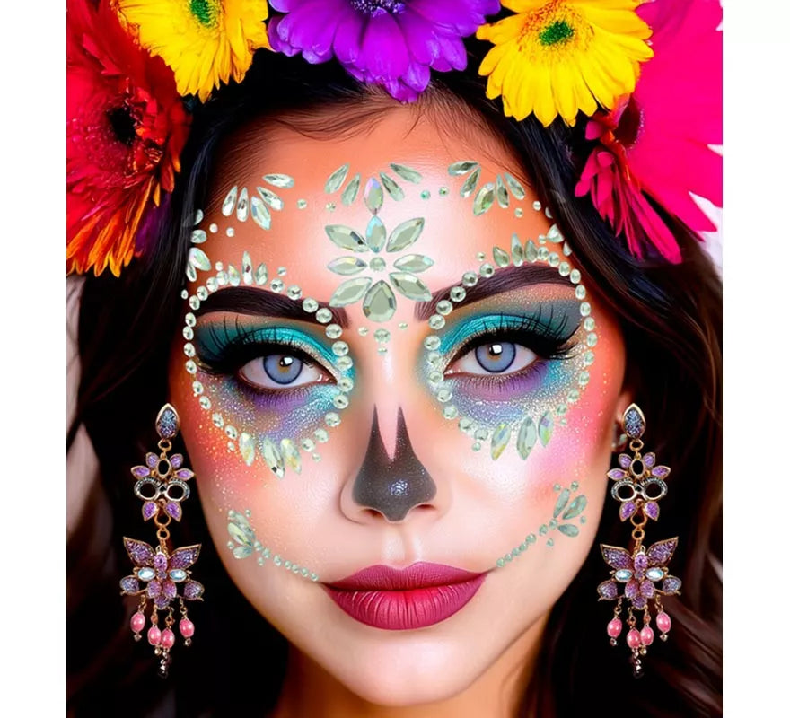 Translation missing: es.Gemas Faciales Adhesivas de Catrina Día de Los Muertos con Diamante