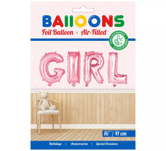Globo de Foil GIRL Rosa 41 cm