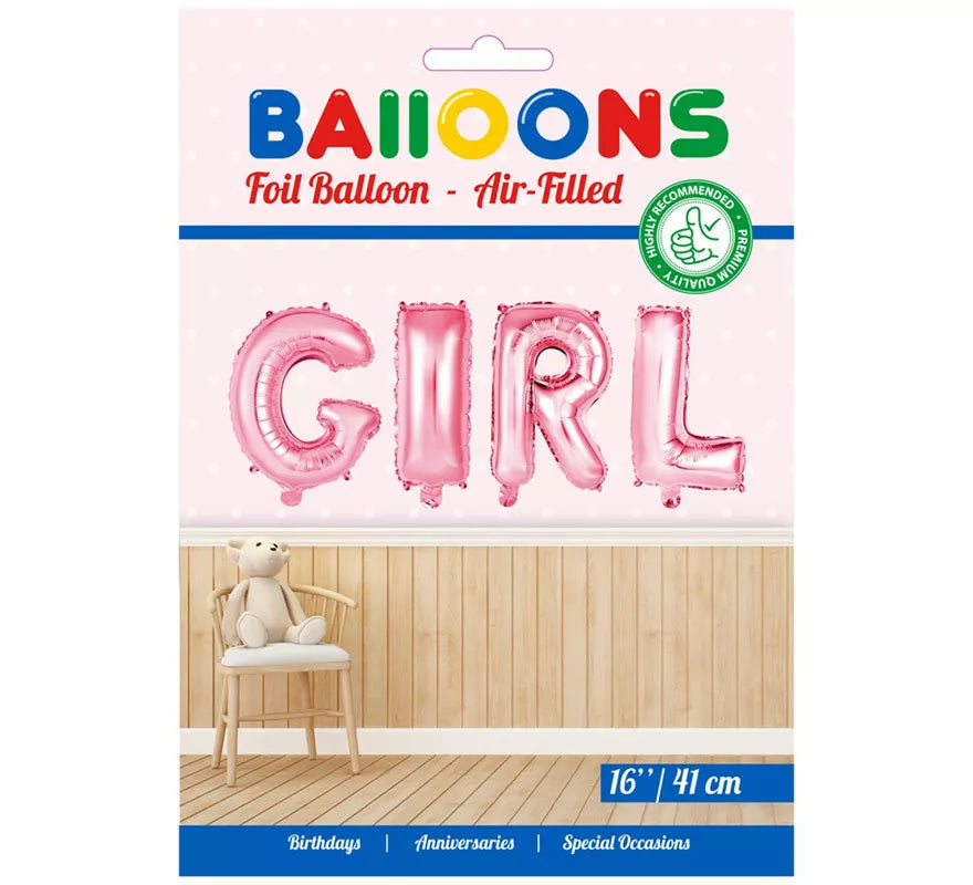 Globo de Foil GIRL Rosa 41 cm