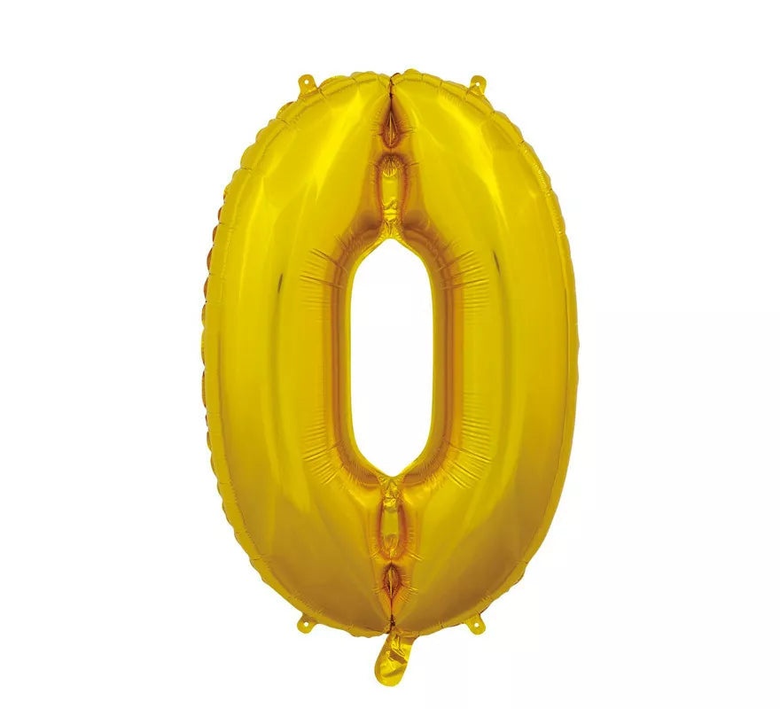 Translation missing: es.Globo de Foil Número 0 color Oro de 66 cm