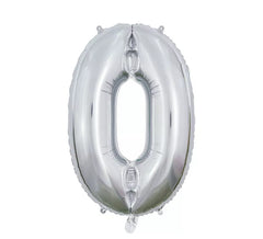 Globo de Foil Número 0 color Plata de 66 cm