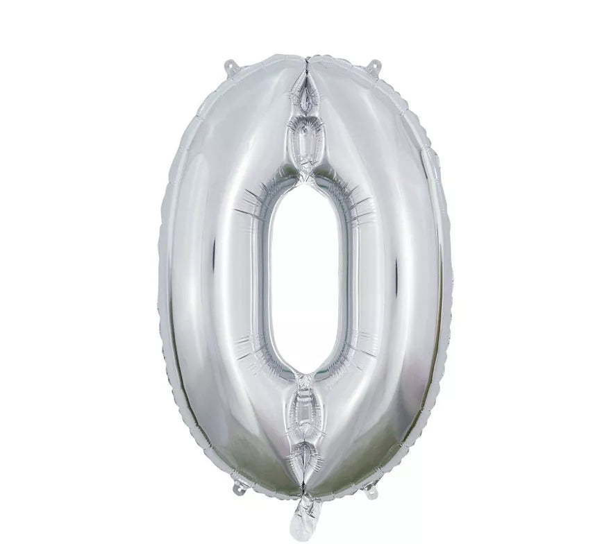 Translation missing: es.Globo de Foil Número 0 color Plata de 66 cm