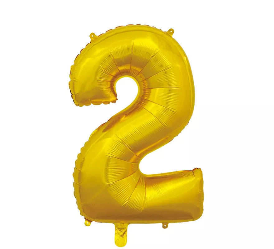 Translation missing: es.Globo de Foil Número 2 color Oro de 66 cm